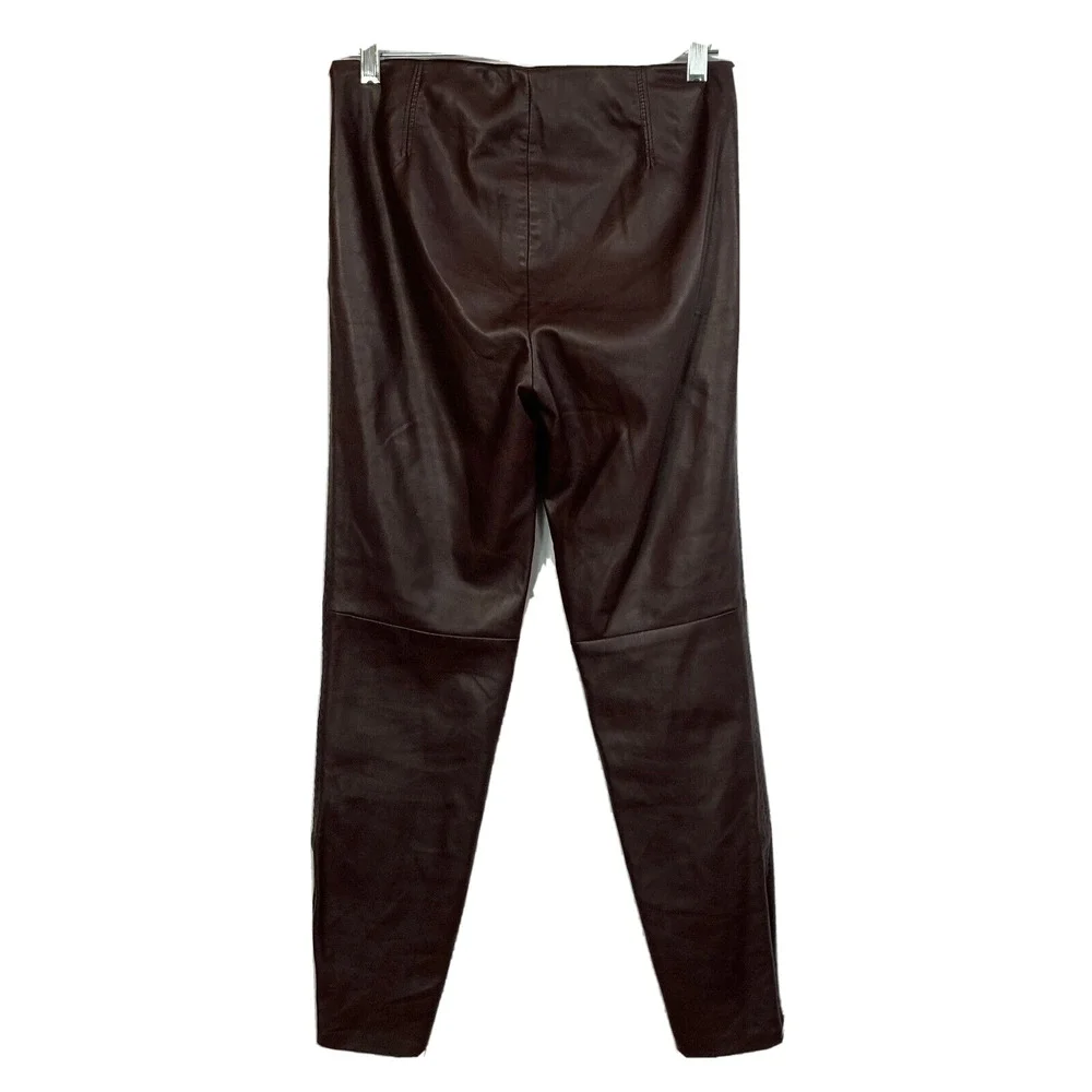 Free People Pants Womens Sz 2 Brown Vegan‎ Leather Skinny Zip Ankle Moto